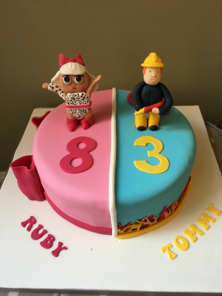 Lol-doll-and-Fireman-Sam-cake
