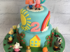 Peppa-Pig-2-tier-cake-with-toys-as-models