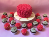 Pink-ruffle-cake-with-matching-pink-and-silver-cupcakes