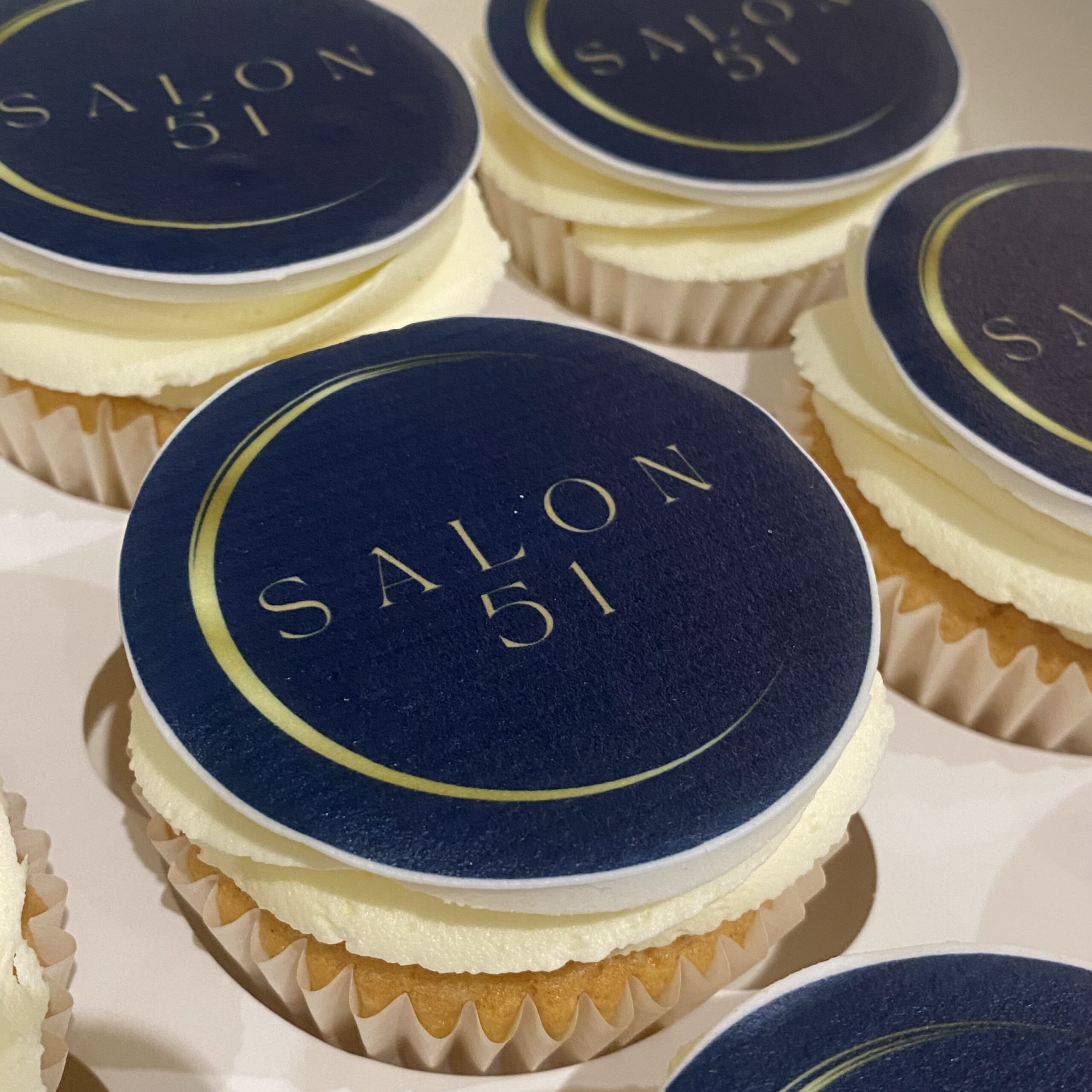 Corporate cupcakes with printed logos, made in Folkestone